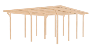 Wiata garażowa drewniana podwójna 600x750x260 cm  grube belki 
