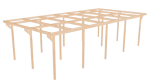 Wiata garażowa drewniana podwójna 500x1000x260 cm   