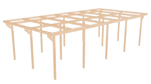 Wiata garażowa drewniana podwójna 500x1000x260 cm   