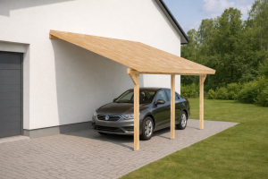 wiata garażowa przyścienna  drewniana  400x500x260cm grube belki  