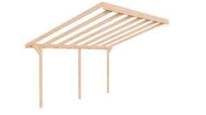 Drewniana wiata garażowa przyścienna dwustanowiskowa 600x500x260 cm  z krokwiami 6×14 cm 