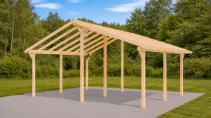 wiata garażowa drewniana podwójna 600x500x300cm grube belki 