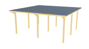 wiata garażowa drewniana blacha trapezowa podwójna 600x500x260cm 